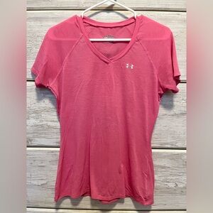 Women’s Under Amour Pink Breathable Shirt Size S/M V-neck